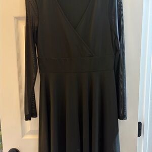 SHEIN Black Mesh Long Sleeve Dress